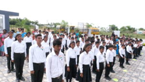 Assembly during Independence day at RISHS International CBSE School Arcot