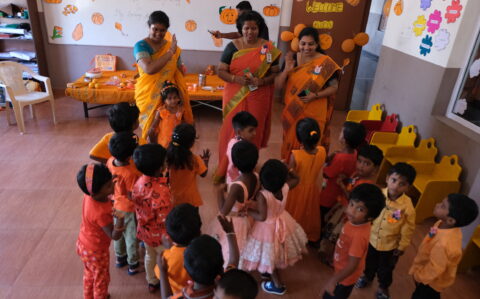 At RISHS International CBSE School Arcot, teachers and students celebrated Orange Day.