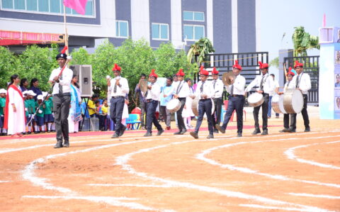 Band Marching in Sports Day at RISHS International CBSE School Arcot