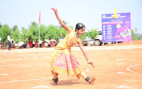 Bharathanatyam dance in sports day at RISHS International CBSE School Arcot
