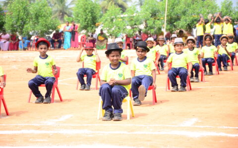 Children performing dance on Sports Day at RISHS International CBSE School Arcot