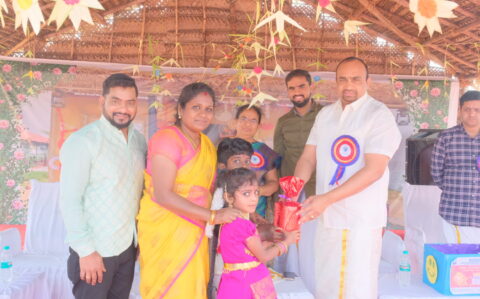 Distribution of Prize during Pongal Celebration at RISHS International CBSE School Arcot