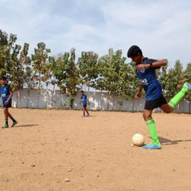 Football at sports day at RISHS International CBSE School Arcot