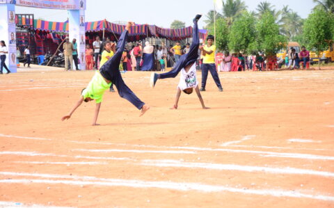Gymnastics on Sports Day at RISHS International CBSE School Arcot