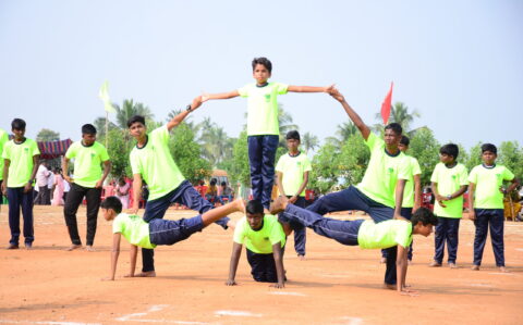 Gymnastics Perfomance by students on Sports Day at RISHS International CBSE School Arcot