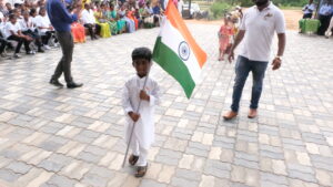 Kid Holding Flag during Independence Day at RISHS International CBSE School Arcot