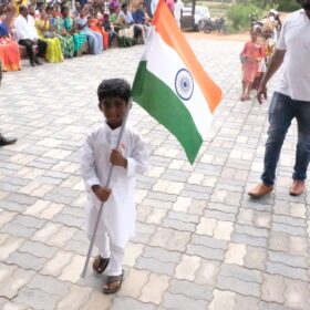 Kid Holding Flag during Independence Day at RISHS International CBSE School Arcot