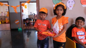 Kids Greetings at Orange Day at RISHS International CBSE School Arcot