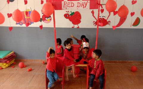 Kids Playing at Red day Celebration at RISHS International CBSE School Arcot