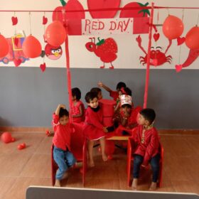 Kids Playing at Red day Celebration at RISHS International CBSE School Arcot