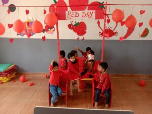 Kids Playing at Red day Celebration at RISHS International CBSE School Arcot