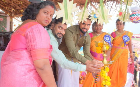 Lighting of Lamp by Chief Guest during Pongal Celebration at RISHS International CBSE School Arcot
