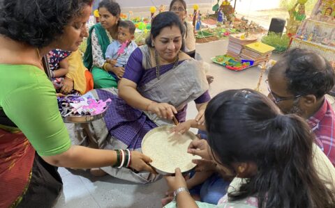 Parents and Principal Celebrating Vijayadasami at RISHS International CBSE School Arcot