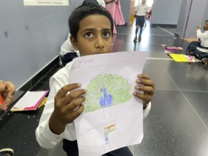Peacock Drawing by Student at RISHS International CBSE School Arcot