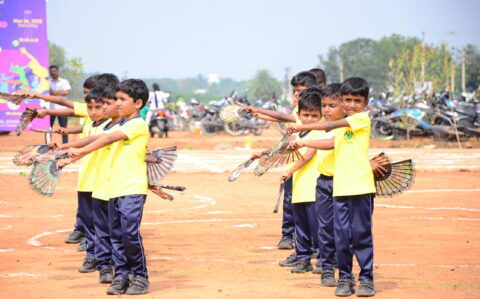 Primary School Students dancing on Sports Day at RISHS International CBSE School Arcot