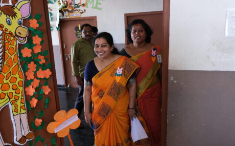 Principal Arrival for Orange Day at RISHS International CBSE School Arcot