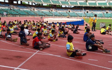 RISHS International School Students Assembled for Heats at Nehru Stadium