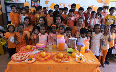 Staff and kids gather for orange day at RISHS School