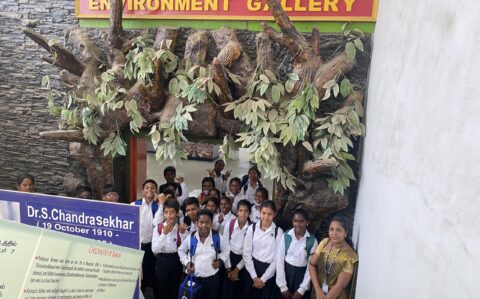 Staff and Students at the environment gallery during the field trip at RISHS International CBSE School Arcot