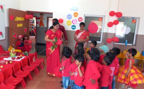 Staffs Visiting kids at Red day Celebration at RISHS International CBSE School Arcot