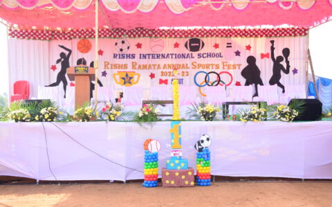 Stage decoration during Sports day at RISHS International CBSE School Arcot