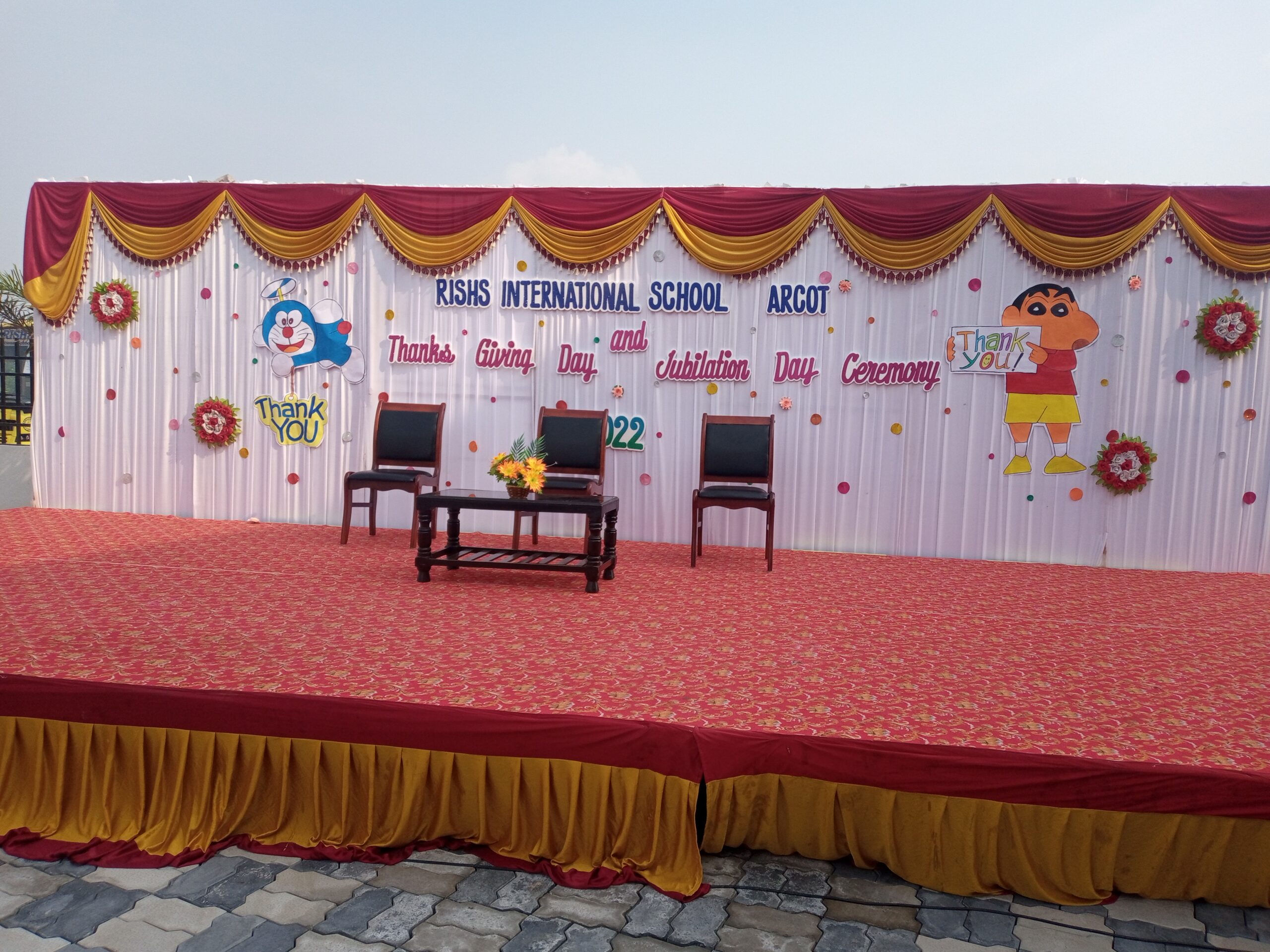 Stage Decoration for Thanks Giving at RISHS International CBSE School Arcot