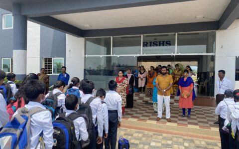 Students and Teachers Assembled for the Field Trip at RISHS International CBSE School Arcot