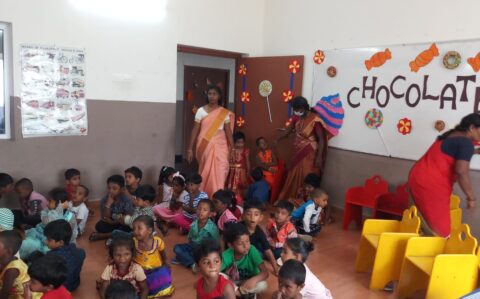 Students Assembled for Chocolate Day at RISHS International CBSE School Arcot
