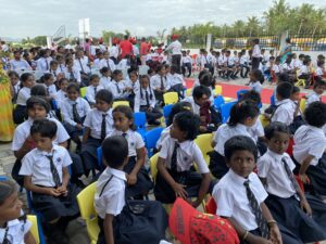 Students Assembled for the Investiture ceremony at RISHS International CBSE School Arcot