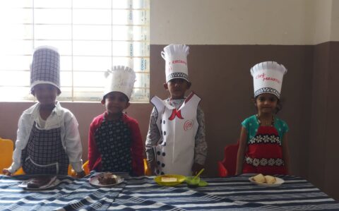 Students dressed as Chef for Chocolate Day at RISHS International CBSE School Arcot