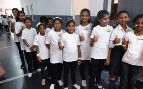 Students in Independence day at RISHS International CBSE School Arcot