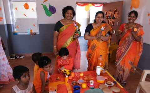 Teachers Appreciating Kids at Orange Day at RISHS International CBSE School Arcot