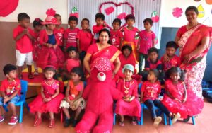 Teachers with students at Red day Celebration at RISHS International CBSE School Arcot