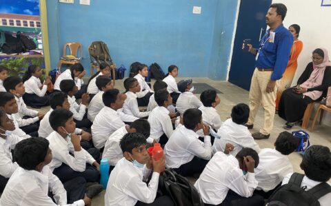 Teaching Students during the Field Trip at RISHS International CBSE School Arcot