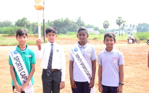 Torch bearers during Sports Day at RISHS International CBSE School Arcot