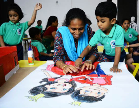 Students Drawing at RISHS International CBSE School Arcot