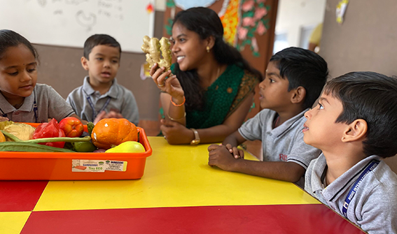 Kindergarten Kids Learning RISHS International CBSE School Arcot
