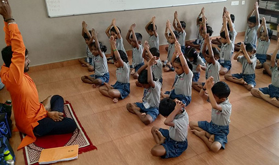 Kindergarten Yoga class at RISHS International CBSE School Arcot