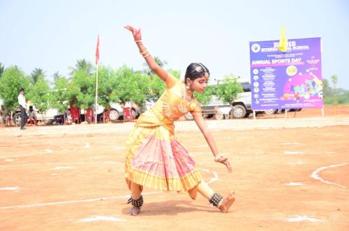 Bharathanatyam dance in sports day at RISHS International CBSE School Arcot
