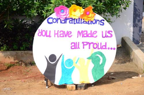 Felicitation poster for Sports Day at RISHS International CBSE School Arcot