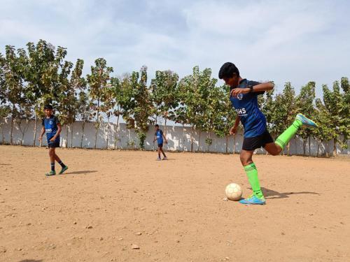 Football at sports day at RISHS International CBSE School Arcot