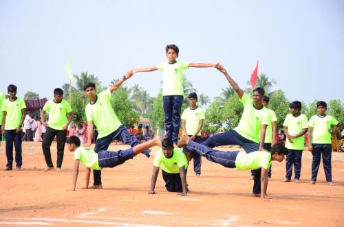 Gymnastics Perfomance by students on Sports Day at RISHS International CBSE School Arcot