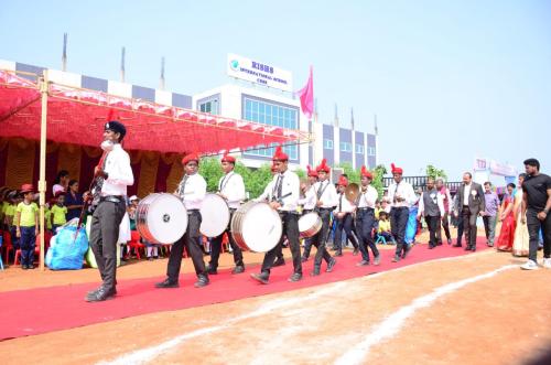 March past band during sports day at RISHS International CBSE School Arcot