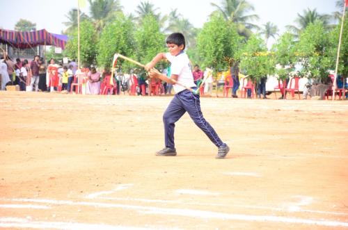 Silambam Performed by a student on Sports Day at RISHS International CBSE School Arcot